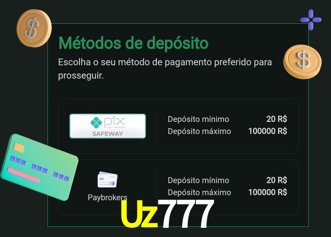 O cassino Uz777 oferece uma grande variedade de métodos de pagamento